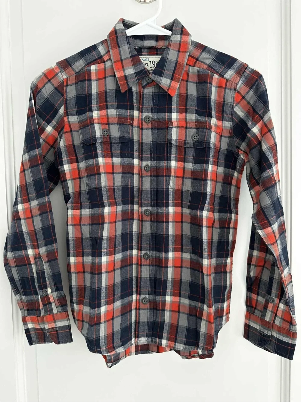 Children’s Place flannel Plaid Button-Down Shirt size 10